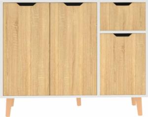 vidaXL Szafka, biel i dąb sonoma, 90x30x72 cm, płyta wiórowa 3