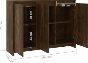 vidaXL Szafka, przydymiony dąb, 102x33x75 cm, płyta wiórowa 8