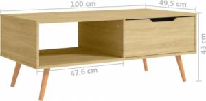 vidaXL Stolik kawowy, dąb sonoma, 100x49,5x43 cm, płyta wiórowa 7