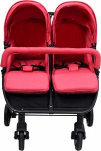 Wózek vidaXL Podwójny wózek spacerowy, czerwono-czarny, stalowy 4