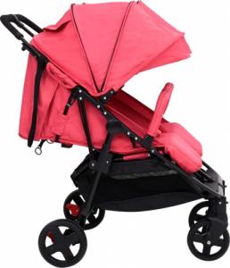 Wózek vidaXL Podwójny wózek spacerowy, czerwono-czarny, stalowy 6