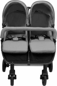 Wózek vidaXL Podwójny wózek spacerowy, szaro-czarny, stalowy 4