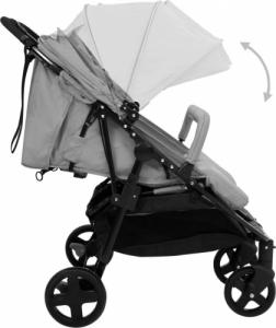 Wózek vidaXL Podwójny wózek spacerowy, szaro-czarny, stalowy 7