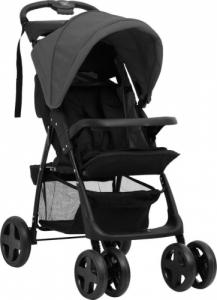 Wózek vidaXL Wózek spacerowy 3-w-1, ciemnoszaro-czarny, stalowy 5