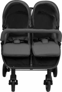 Wózek vidaXL Podwójny wózek spacerowy, ciemnoszaro-czarny, stalowy 4