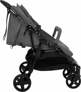 Wózek vidaXL Podwójny wózek spacerowy, ciemnoszaro-czarny, stalowy 5