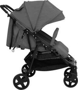 Wózek vidaXL Podwójny wózek spacerowy, ciemnoszaro-czarny, stalowy 6