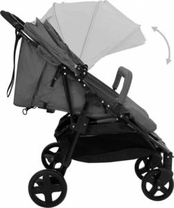 Wózek vidaXL Podwójny wózek spacerowy, ciemnoszaro-czarny, stalowy 7