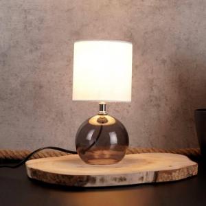 Lampa stołowa Ambiance Lampa stołowa z kloszem abażurem lampka nocna biała ze szklaną podstawą 25x12 cm 2