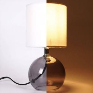 Lampa stołowa Ambiance Lampa stołowa z kloszem abażurem lampka nocna biała ze szklaną podstawą 25x12 cm 3