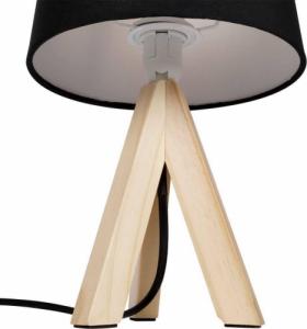 Lampa stołowa Ambiance Lampa stołowa z kloszem abażurem lampka nocna czarna drewniana 30x14cm 6