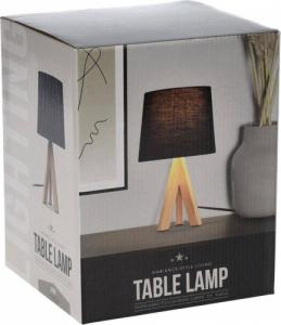 Lampa stołowa Ambiance Lampa stołowa z kloszem abażurem lampka nocna czarna drewniana 30x14cm 9