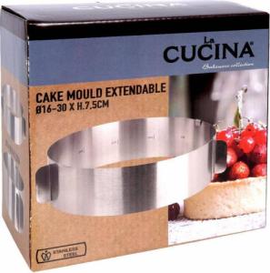 La Cucina Forma do pieczenia ciasta regulowana okrągła rozsuwana opaska do tortu stalowa obręcz 16-30 cm 7