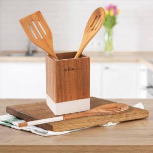 Orion Stojak pojemnik organizer na przybory kuchenne sztućce drewniany kuchenny 10x10x15 cm WHITELINE 2
