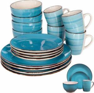 Excellent Houseware Zestaw komplet serwis obiadowy miska talerz talerzyk kubek niebieski 16 elementów 1
