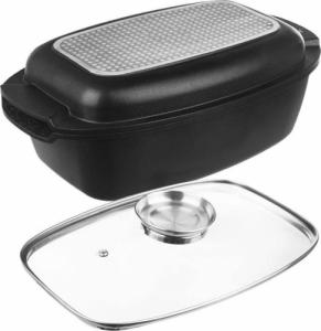 Orion Brytfanna granitowa do pieczenia smażenia garnek z pokrywą patelnia grillowa 3w1 GRANDE 5 l 3