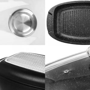 Orion Brytfanna granitowa do pieczenia smażenia garnek z pokrywą patelnia grillowa 3w1 GRANDE 5 l 8