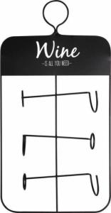 Vilde Wieszak półka regał stojak na butelki wina na wino barowy wiszący metalowy czarny 31x12x60 cm 3