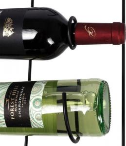 Vilde Wieszak półka regał stojak na butelki wina na wino barowy wiszący metalowy czarny 31x12x60 cm 5