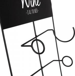 Vilde Wieszak półka regał stojak na butelki wina na wino barowy wiszący metalowy czarny 31x12x60 cm 8