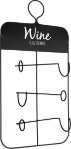 Vilde Wieszak półka regał stojak na butelki wina na wino barowy wiszący metalowy czarny 31x12x60 cm 9