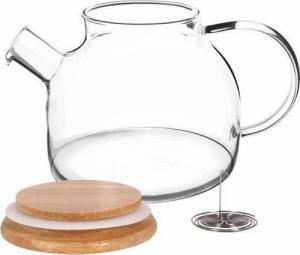 Excellent Houseware Dzbanek szklany z sitkiem do wody herbaty ziół napojów gorących z uchwytem pokrywką 1 l 3