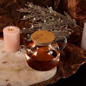 Excellent Houseware Dzbanek szklany z sitkiem do wody herbaty ziół napojów gorących z uchwytem pokrywką 1 l 7