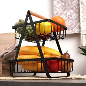 Vilde Koszyk na owoce i warzywa kosz metalowy 2-poziomowy czarny loft 27x17,5x29 cm 2