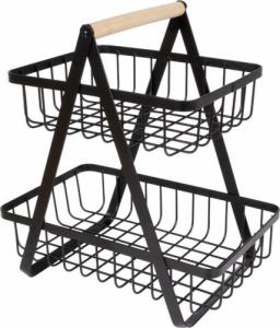 Vilde Koszyk na owoce i warzywa kosz metalowy 2-poziomowy czarny loft 27x17,5x29 cm 3