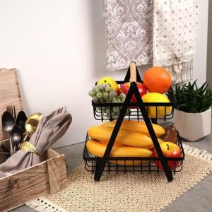 Vilde Koszyk na owoce i warzywa kosz metalowy 2-poziomowy czarny loft 27x17,5x29 cm 5