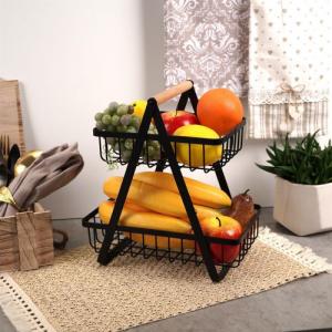 Vilde Koszyk na owoce i warzywa kosz metalowy 2-poziomowy czarny loft 27x17,5x29 cm 8