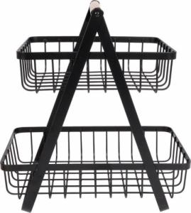 Vilde Koszyk na owoce i warzywa kosz metalowy 2-poziomowy czarny loft 27x17,5x29 cm 9