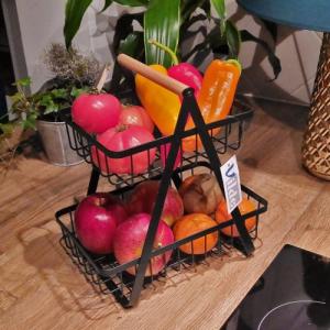 Vilde Koszyk na owoce i warzywa kosz metalowy 2-poziomowy czarny loft 27x17,5x29 cm 10