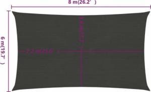 vidaXL vidaXL Żagiel przeciwsłoneczny, 160 g/m, antracytowy, 6x8 m, HDPE 6
