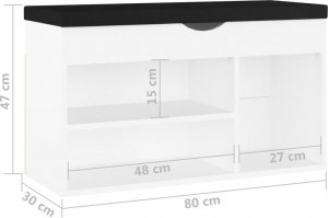 vidaXL vidaXL Ławka na buty z poduszką, biała, 80x30x47 cm, płyta wiórowa 4