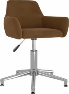 vidaXL Obrotowe krzesło stołowe, brązowe, obite aksamitem 1