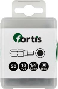 Fortis Bit 1/4" DIN3126 C6,3 Hex 2x25mm 10szt.FORTIS 1