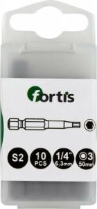 Fortis Bit 1/4" DIN3126 E6,3 Hex 3x50mm 10szt.FORTIS 1
