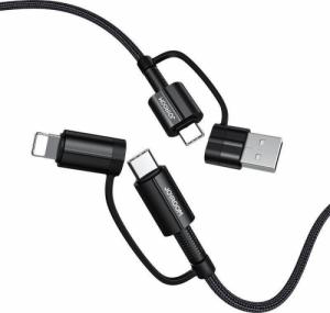 Kabel USB Joyroom USB-A, USB-C - USB-C, Lightning 1.2 m Czarny (6941237131423) 1