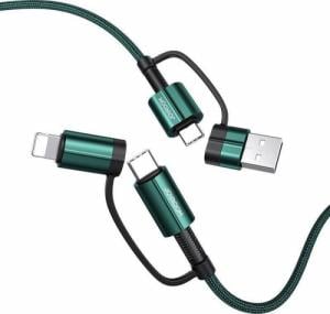 Kabel USB Joyroom USB-A, USB-C - USB-C, Lightning 1.2 m Zielony (6941237131447) 1