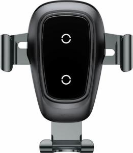 Baseus Baseus Metal Gravity Wireless Charger metalowy uchwyt samochodowy na kratkę wentylacyjną bezprzewodowa ładowarka Qi czarny (WXYL 2