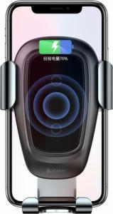 Baseus Baseus Metal Gravity Wireless Charger metalowy uchwyt samochodowy na kratkę wentylacyjną bezprzewodowa ładowarka Qi czarny (WXYL 5