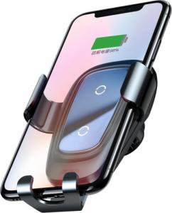 Baseus Baseus Metal Gravity Wireless Charger metalowy uchwyt samochodowy na kratkę wentylacyjną bezprzewodowa ładowarka Qi czarny (WXYL 6