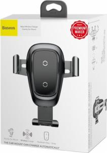 Baseus Baseus Metal Gravity Wireless Charger metalowy uchwyt samochodowy na kratkę wentylacyjną bezprzewodowa ładowarka Qi czarny (WXYL 8