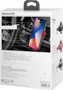 Baseus Baseus Metal Gravity Wireless Charger metalowy uchwyt samochodowy na kratkę wentylacyjną bezprzewodowa ładowarka Qi czarny (WXYL 9