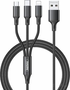 Kabel USB Remax USB-A - USB-C, microUSB, Lightning 1.2 m Czarny (6954851241973) 1