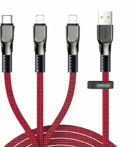 Kabel USB Joyroom USB-A - USB-C, 2x Lightning 1.3 m Czerwony (6941237147813) 1