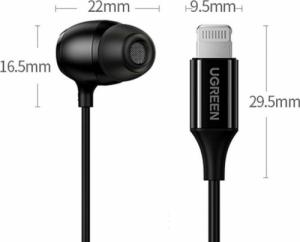 Słuchawki Ugreen Ugreen przewodowe słuchawki dokanałowe ze złączem Lightning 1,15m czarny (EP104) 2