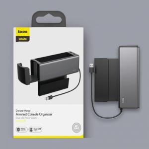 Baseus Baseus samochodowy organizer uchwyt na kubek HUB 2x USB do ładowania czarny (CRCWH-A01) 4