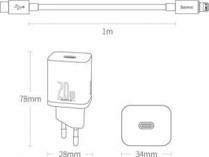 Ładowarka Baseus Super Si 1x USB-C 3 A (6953156230064) 3